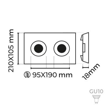 MOLLED MOL6110 Beyaz Sıva Altı İkili Spot Kasası (Metal)