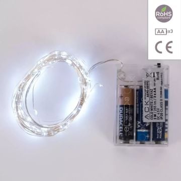 ACK AS90-00993 Pilli 10 Metre LED Süsleme Işığı - Beyaz Işık (6500K)