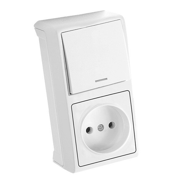 VİKO Vera 90681090 Dikey İkili Kombine Işıklı Anahtar ve Priz [Beyaz]