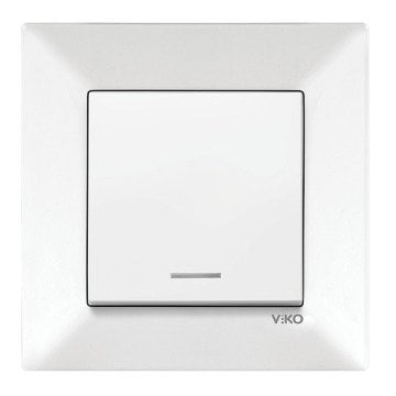 VİKO Karre/Meridian 90967019 Işıklı Anahtar (Düğme+ Mekanizma) [Beyaz]