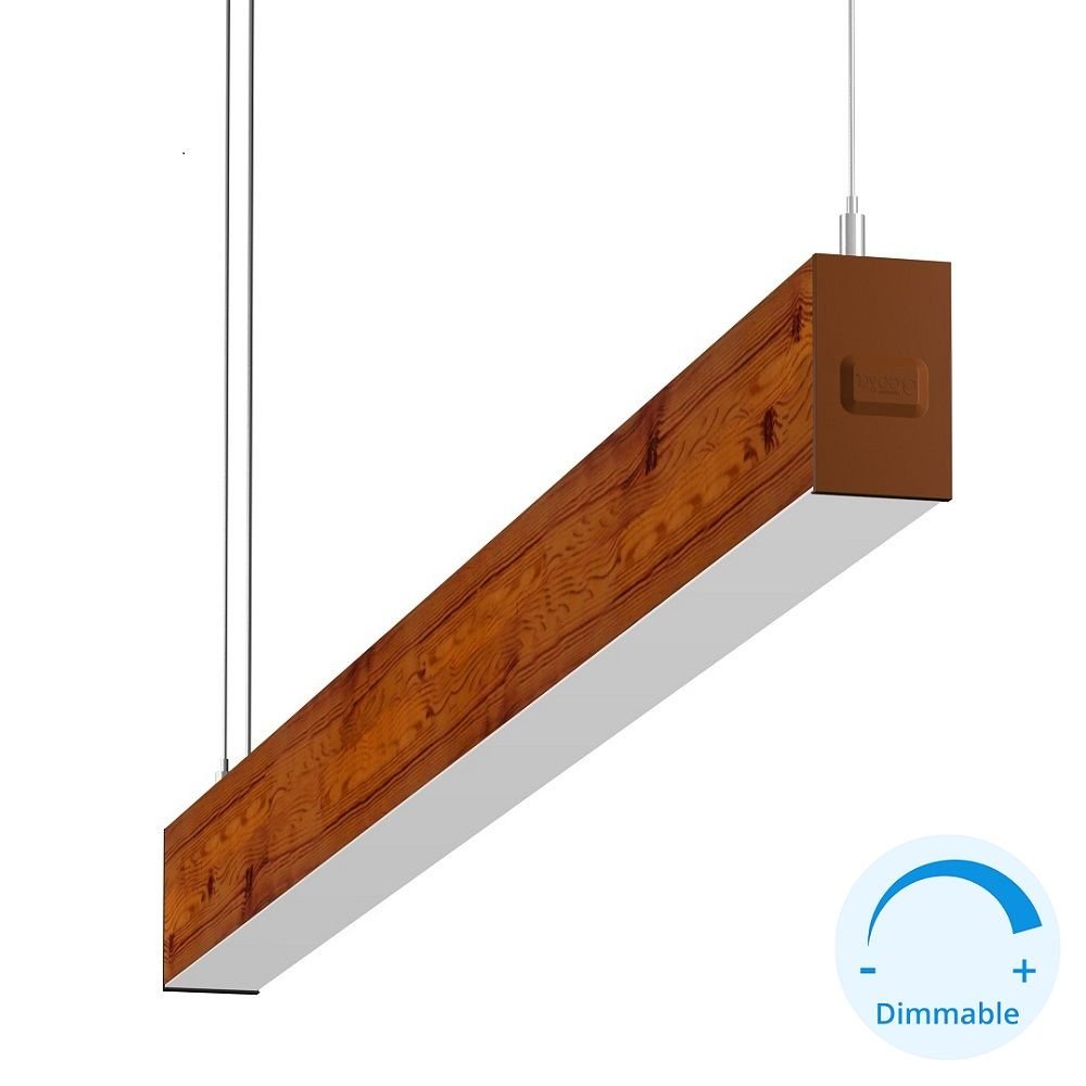 GOYA GY 8032-180-65-C 52 Watt 180 cm Ahşap (Ceviz) Desenli DİMLİ Lineer Sarkıt Armatür