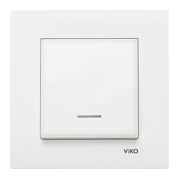VİKO Karre/Meridian 90964674 Işıklı İki Kutuplu Anahtar [Beyaz]