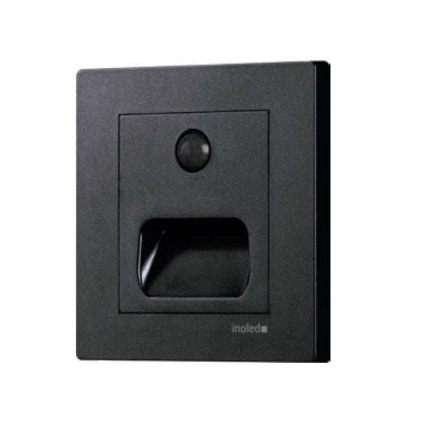 inoled 6103-01 1 Watt Sensörlü Siyah Kare LED Merdiven Armatürü - Beyaz Işık (6500K)