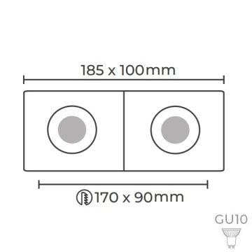 MOLLED MOL4155-SP Siyah-Bakır Sıva Altı İkili Spot Kasası (Metal)