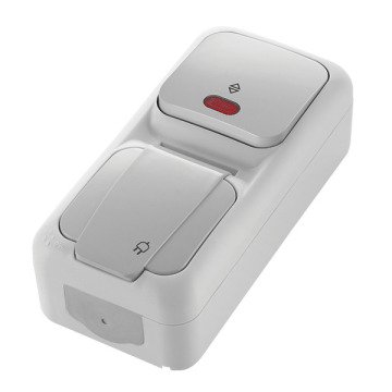 VİKO Vera 90555992 Dikey İkili Kombine Işıklı Vavien ve Topraklı Priz [Gri]