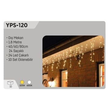 YCL YPS 120 180 cm İç Mekan Saçak LED - 40-60-80 cm - 24 Flaşörlü