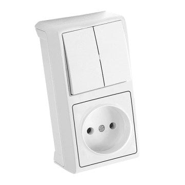 VİKO Vera 90681089 Dikey İkili Kombine Komütatör ve Priz [Beyaz]