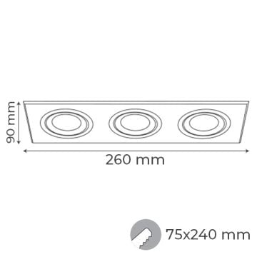 goldX ZE650 3x12 Watt Mat Krom Sıva Altı Kare LED Spot (SAMSUNG LED & EAGLERISE Driver)
