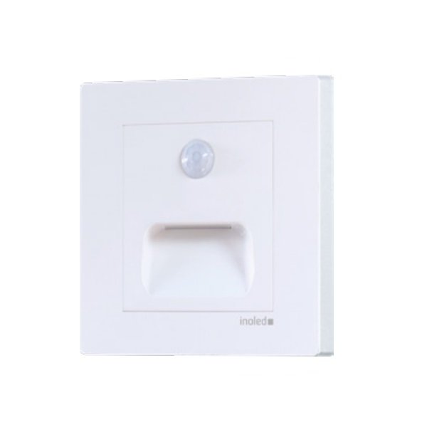 inoled 6101-01 1 Watt Sensörlü Beyaz Kare LED Merdiven Armatürü - Beyaz Işık (6500K)