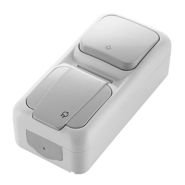 VİKO Vera 90555983 Dikey İkili Kombine Light Anahtarı ve Topraklı Priz [Gri]