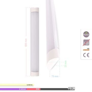 ACK AN18-00613 Venüs 18 Watt 60 cm OSRAM LED Bant Armatür - Ilık Beyaz (4000K)