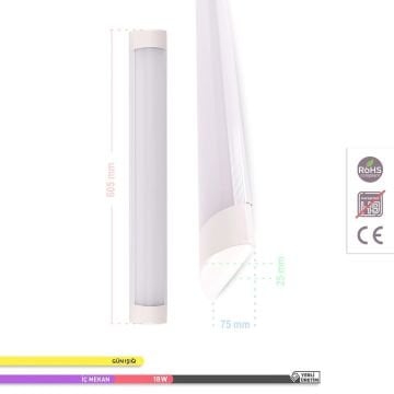 ACK AN18-00603 Venüs 18 Watt 60 cm OSRAM LED Bant Armatür - Gün Işığı (3000K)