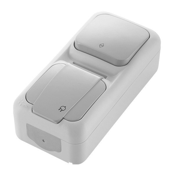 VİKO Vera 90555989 Dikey İkili Kombine Vavien ve Topraklı Priz [Gri]