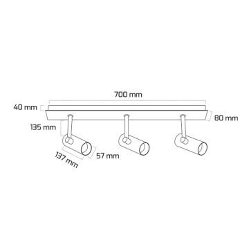 GOYA GY 1858-3 3x13 Watt Siyah/Beyaz Kasa Sıva Üstü Hareketli Üçlü Silindir Spot