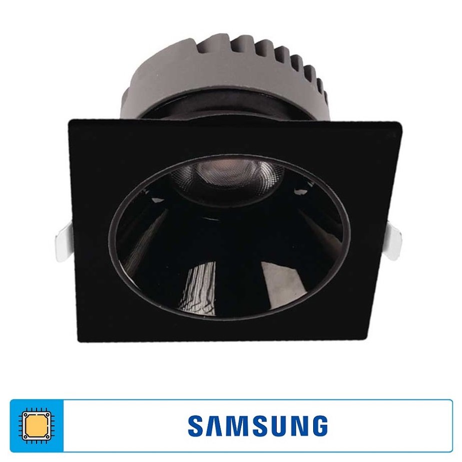 ACK AD10-02501 18 Watt Siyah Sıva Altı Kare SAMSUNG LED Spot - Gün Işığı (3000K)