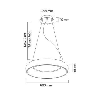 GOYA GY 8121-60 Siyah/Beyaz Kasa 82 Watt 60 cm Halka Lineer Sarkıt Avize