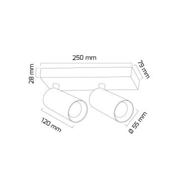GOYA GY 3635 2x14 Watt Beyaz/Siyah Kasa Sıva Üstü Hareketli İkili Silindir Spot