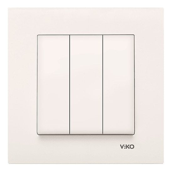 VİKO Karre/Meridian 90967268 Üçlü Anahtar (Düğme+ Mekanizma) [Krem]
