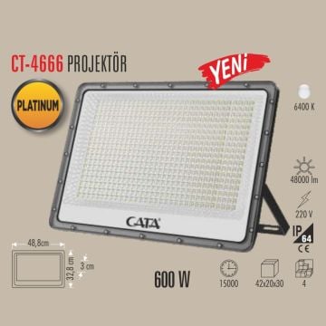 CATA CT-4666 600 Watt LED Projektör - Beyaz Işık (6400K)