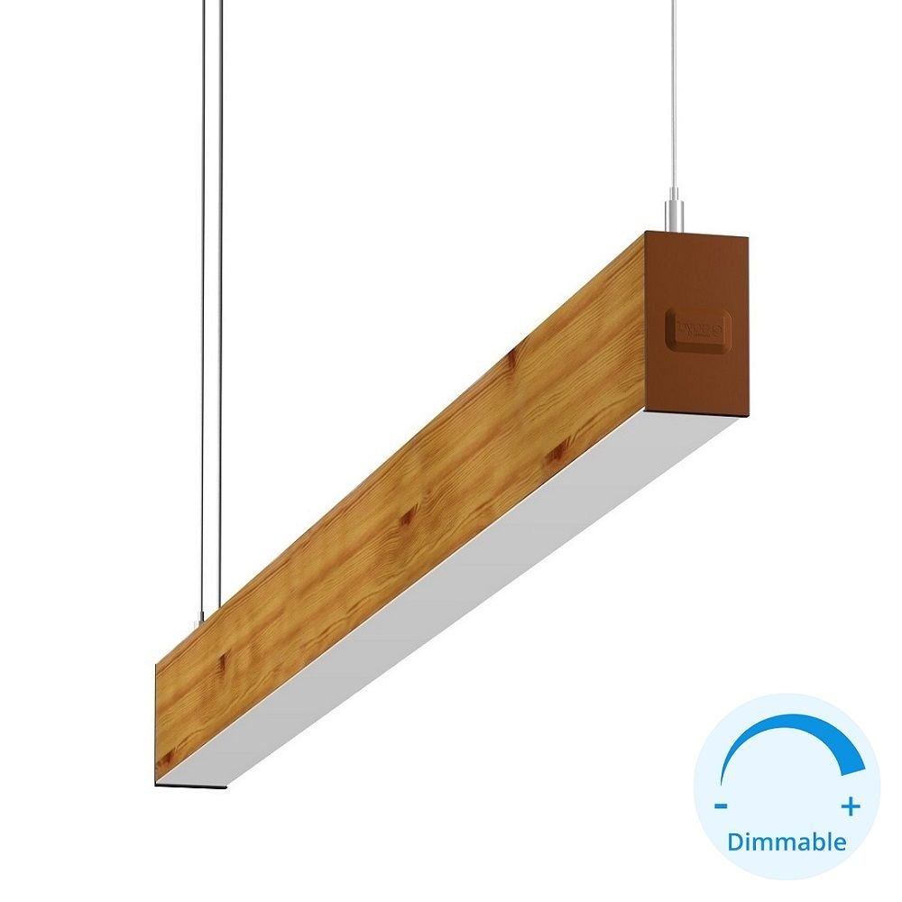 GOYA GY 8032-150-62-C 52 Watt 150 cm Ahşap (Ceviz) Desenli DİMLİ Lineer Sarkıt Armatür