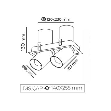 30 Watt Beyaz/Siyah Kasa Hareketli İkili LED Mağaza Spotu (SAMSUNG/OSRAM LED & EAGLERISE/PHILIPS/LIFUD Driver)