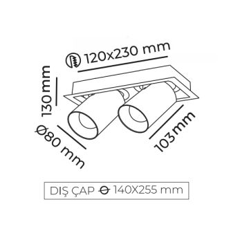 MOLLED MOL5016 2x20 Watt Siyah/Beyaz Kasa Hareketli LED Mağaza Spotu (SAMSUNG/OSRAM LED & EAGLERISE/PHILIPS/LIFUD Driver)
