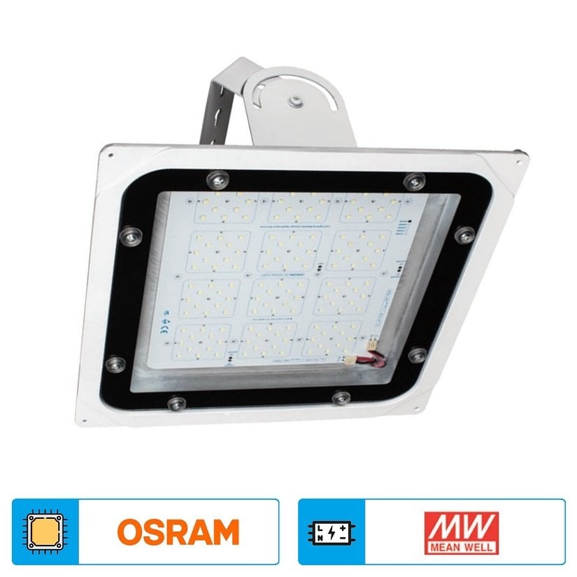 inoled 5352-01 100 Watt Sıva Üstü LED Kanopi Armatür - OSRAM LED & MEAN WELL Driver - Beyaz Işık (6500K)