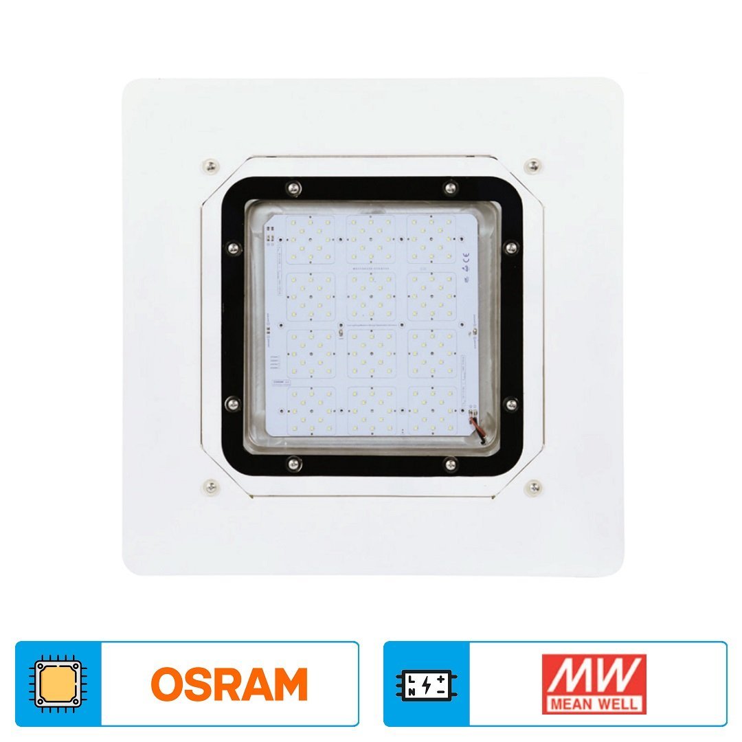 inoled 5350-01 100 Watt LED Kanopi Armatür - OSRAM LED & MEAN WELL Driver - Beyaz Işık (6500K)