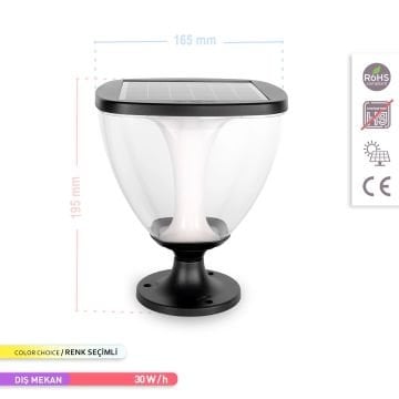 ACK AG60-09891 30 Watt/h Solar Set Üstü Armatür - 3 Işık Renki (Beyaz + Ilık Beyaz + Gün Işığı) - PC Gövde