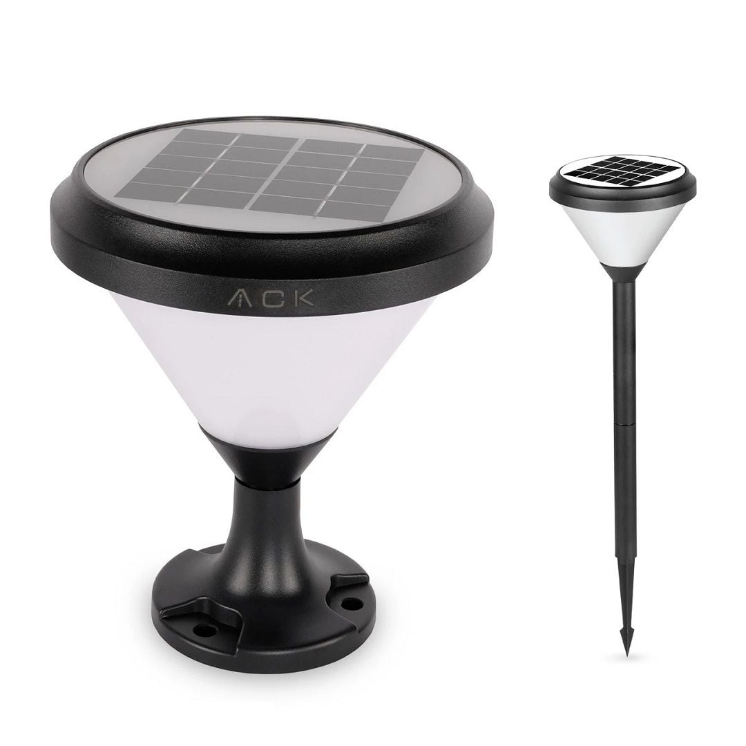 ACK AG60-07831 20 Watt/h Solar Set Üstü Aplik/Kazıklı Solar Bahçe Armatürü - Beyaz Işık (6500K) - PC Gövde