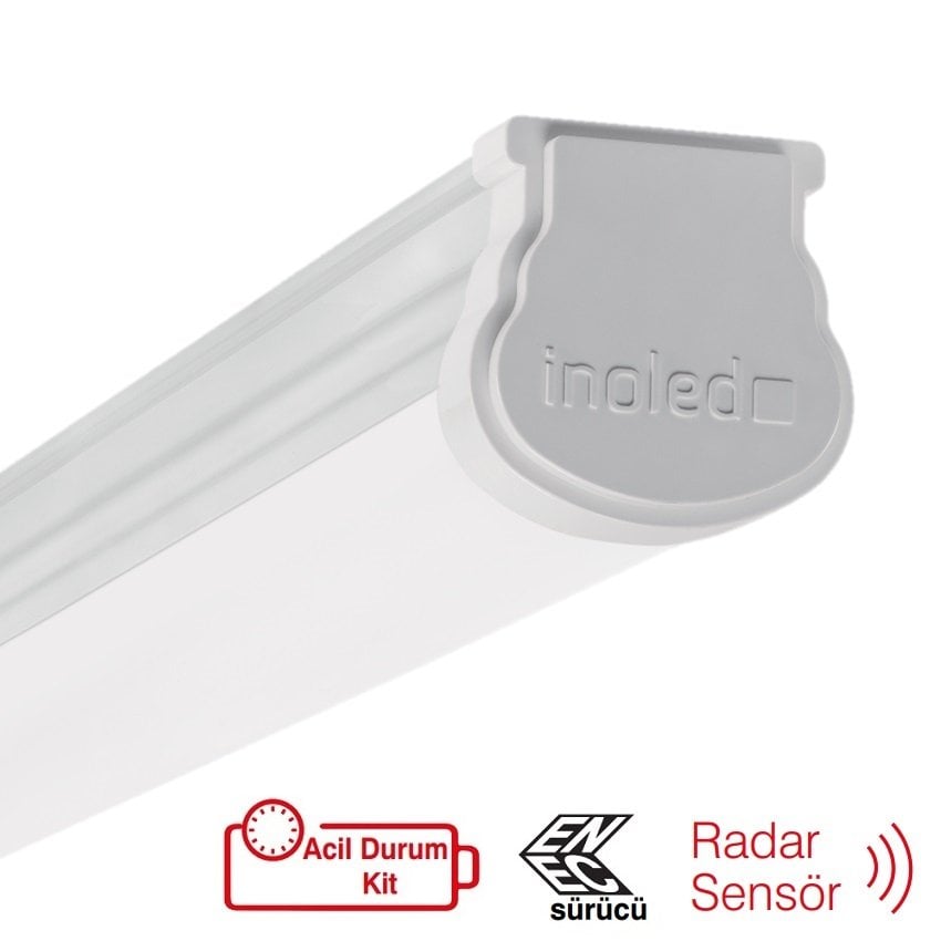 inoled 2954-K-03 40 Watt 120 cm Radar Sensörlü ve Acil Aydınlatma Kitli Nemliyer LED Etanj - ENEC Sürücülü - Ilık Beyaz (4000K)