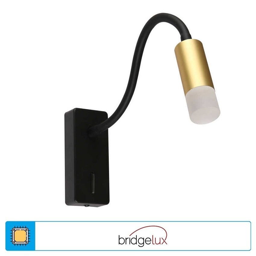 JUPITER LW504 S&A 5 Watt Siyah-Gold Hareketli Yatak Başı LED Aplik - Gün Işığı (3000K)