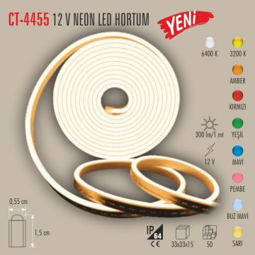 CATA CT-4455-Kirmizi 12 Volt Kırmızı Neon Led (50 Metre)