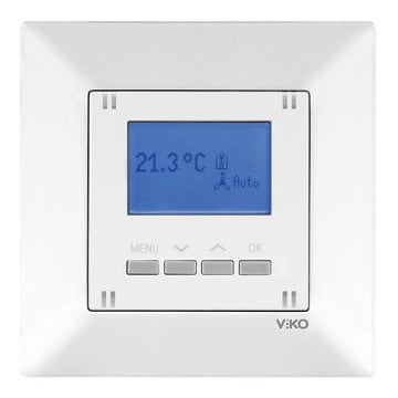 VİKO Karre/Meridian 90961070 Programlanabilir Dijital Termostat (Isıtma/Soğutma) [Beyaz]