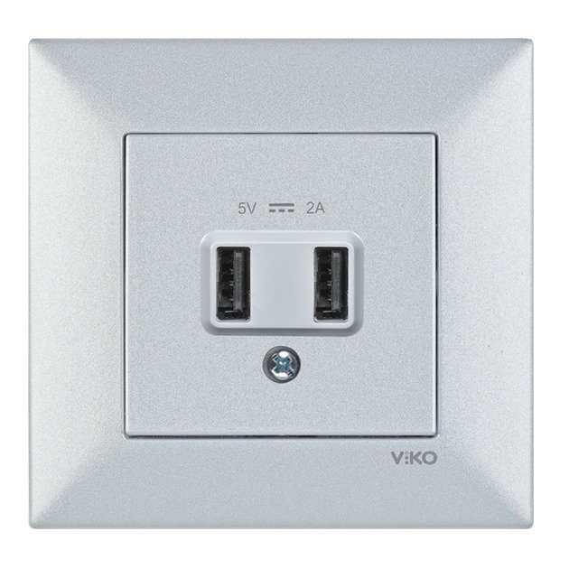 VİKO Novella/Trenda 92605009 5V-2A USB Şarj Prizi Kapağı [Gümüş]