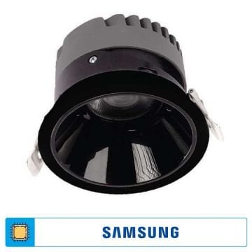 ACK AD10-02101 18 Watt Siyah Sıva Altı Yuvarlak SAMSUNG LED Spot - Gün Işığı (3000K)