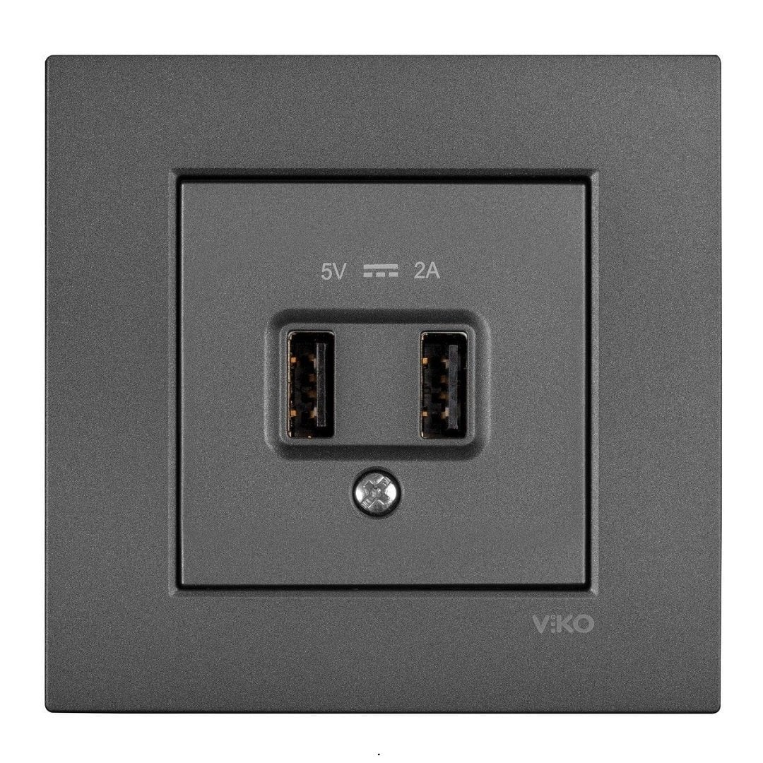 VİKO Novella/Trenda 92605409 5V-2A USB Şarj Prizi Kapağı [Füme]