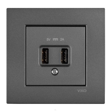 VİKO Novella/Trenda 92605409 5V-2A USB Şarj Prizi Kapağı [Füme]
