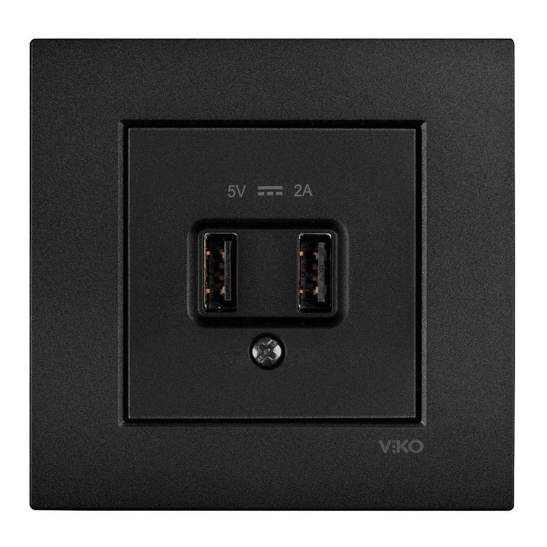 VİKO Novella/Trenda 92605509 5V-2A USB Şarj Prizi Kapağı [Siyah]