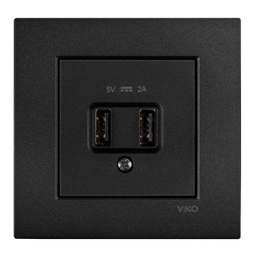 VİKO Novella/Trenda 92605509 5V-2A USB Şarj Prizi Kapağı [Siyah]
