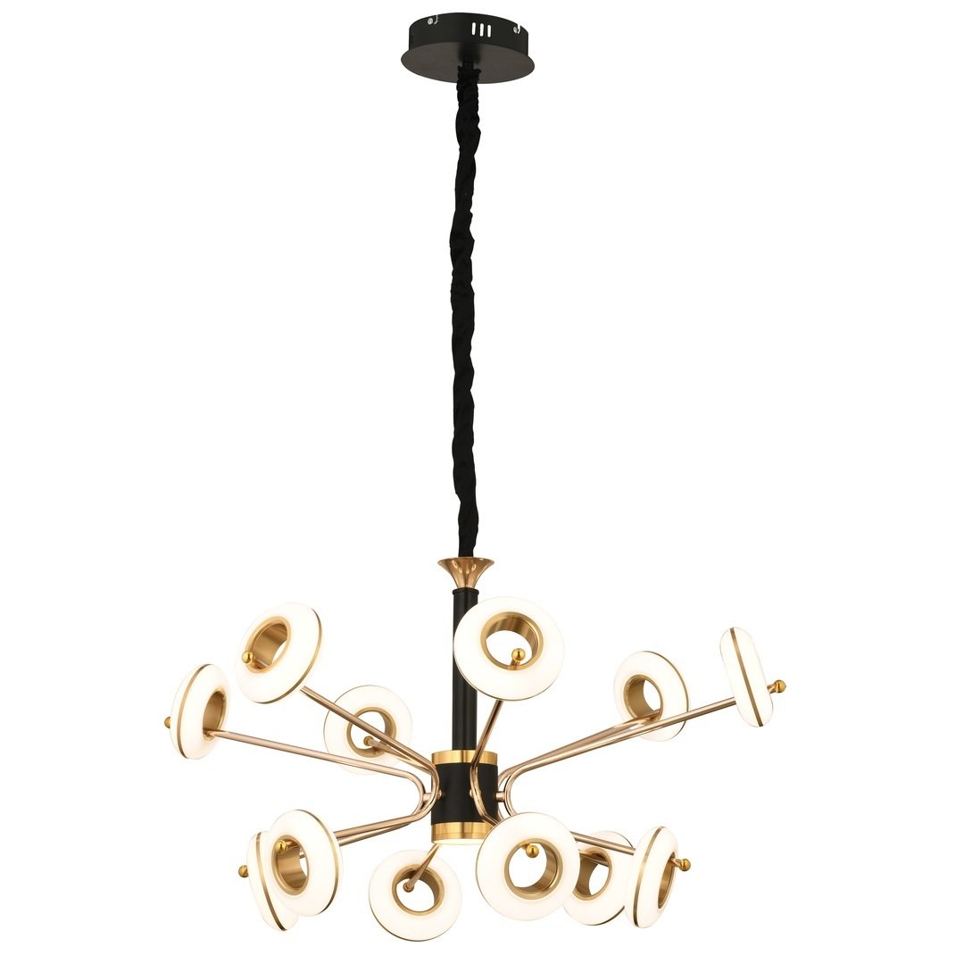 CL-628-12 - 168 Watt Onikili Krom-Siyah Modern LED Avize - 3 Işık Renkli (Beyaz + Ilık Beyaz + Gün Işığı)