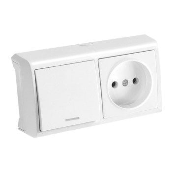 VİKO Vera 90681190 Yatay İkili Kombine Işıklı Anahtar ve Priz [Beyaz]