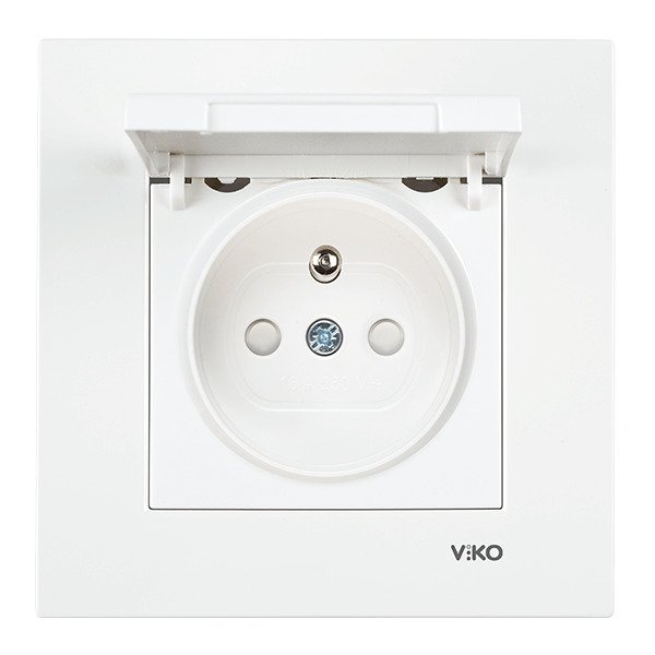 VİKO Karre/Meridian 90967070 Çocuk Korumalı Kapaklı Topraklı UPS Priz [Beyaz]