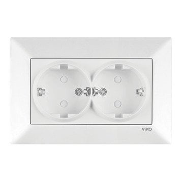 VİKO Karre/Meridian 90967058 Çocuk Korumalı Topraklı İkili Priz [Beyaz]