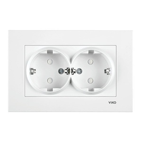 VİKO Karre/Meridian 90967058 Çocuk Korumalı Topraklı İkili Priz [Beyaz]