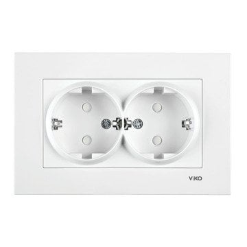 VİKO Karre/Meridian 90967058 Çocuk Korumalı Topraklı İkili Priz [Beyaz]