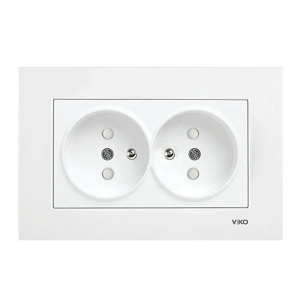 VİKO Karre/Meridian 90967057 Çocuk Korumalı Topraklı İkili UPS Priz [Beyaz]