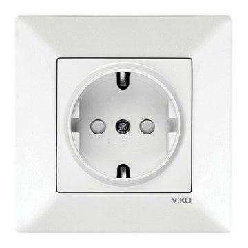 VİKO Karre/Meridian 90967042 Çocuk Korumalı Topraklı Priz [Beyaz]
