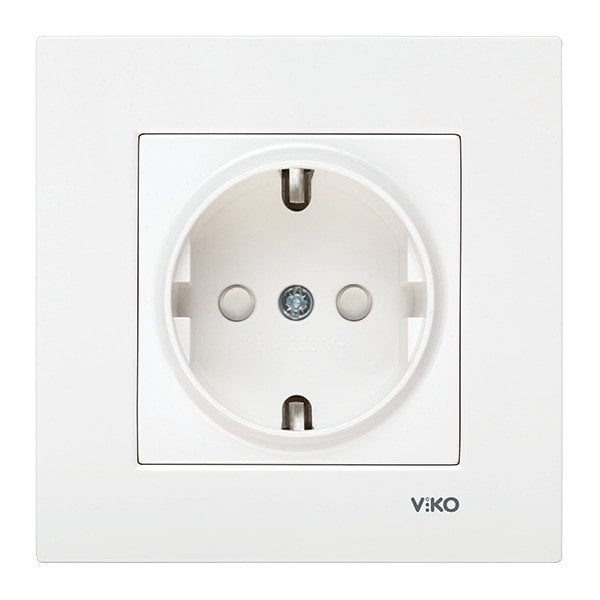 VİKO Karre/Meridian 90967042 Çocuk Korumalı Topraklı Priz [Beyaz]