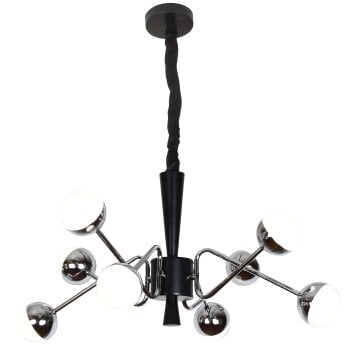 CL-642-4+4 - 96 Watt Sekizli Krom-Siyah LED Avize (Çift Işık Renkli)